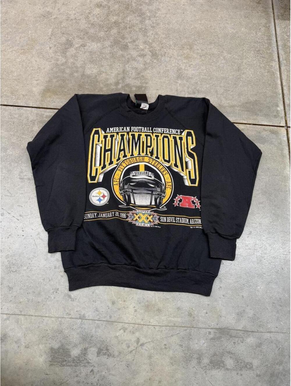 vintage pittsburgh steelers afc champions made in usa super bowl crewneck large